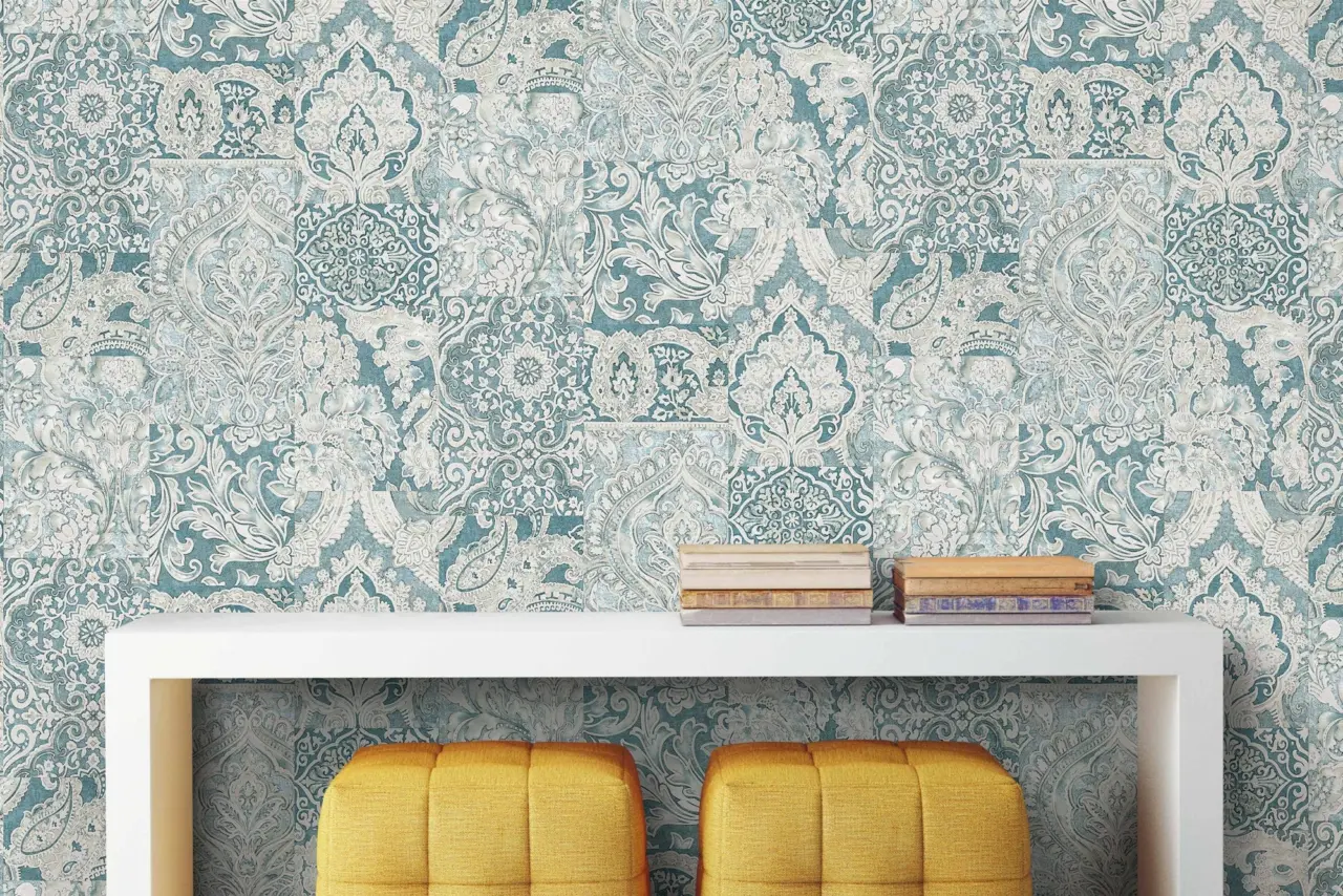 Tropical Maison Silver Taupe Ornamental Damask Wallpaper II wallpaper