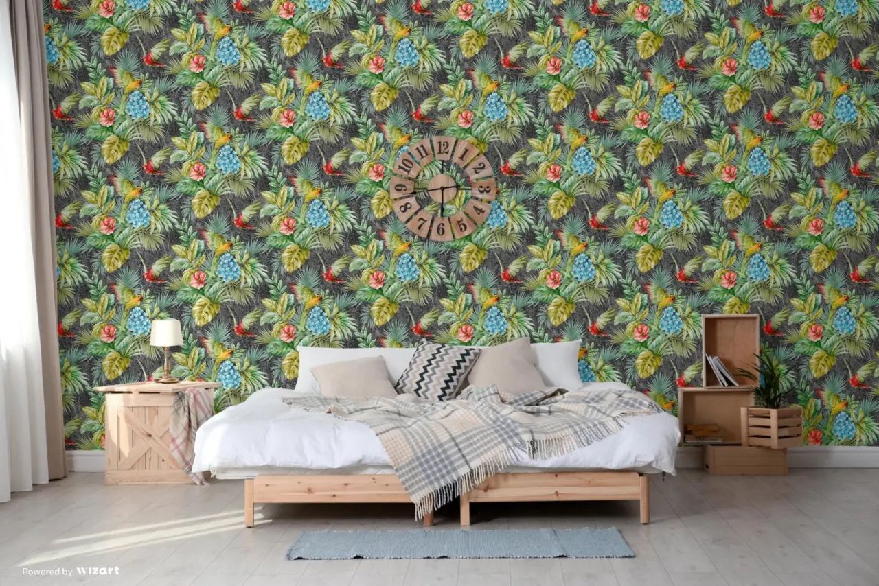 Tropical Maison Midnight Parrot Jungle Wallpaper wallpaper