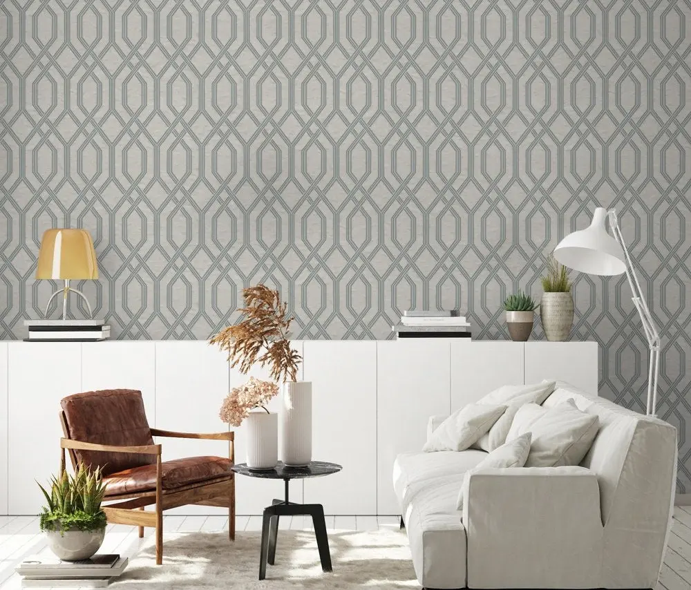Vera Bloom Silver Taupe Geometric Pattern Wallpaper wallpaper