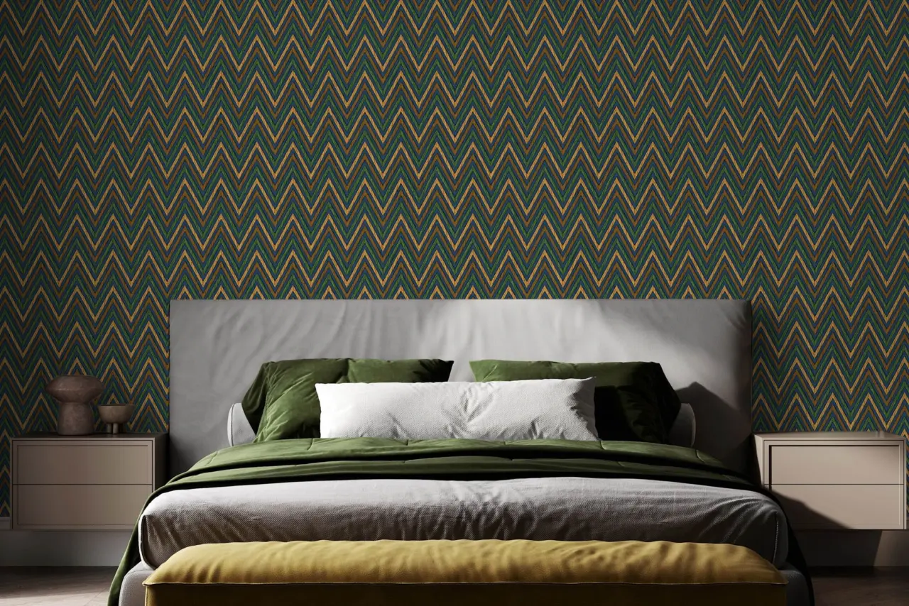 Vera Bloom Muted Olive Geometric Pattern Wallpaper wallpaper