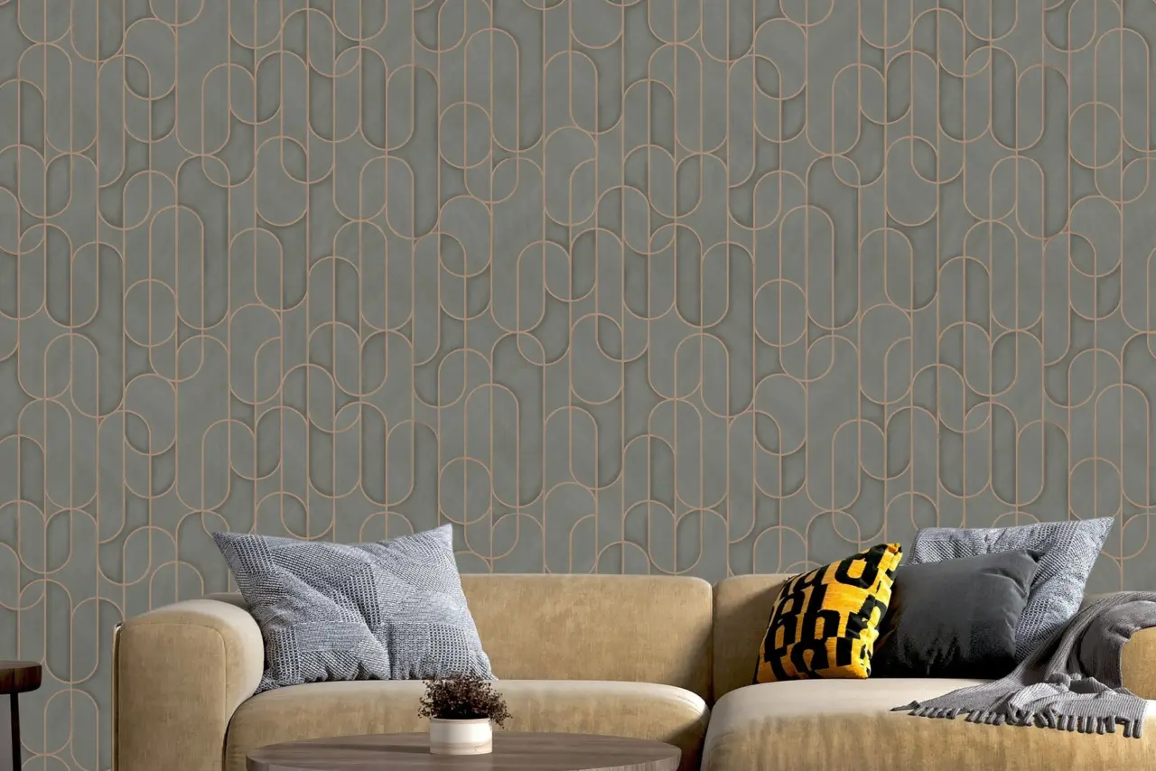 Vera Bloom Graphite Geometric Pattern Wallpaper wallpaper