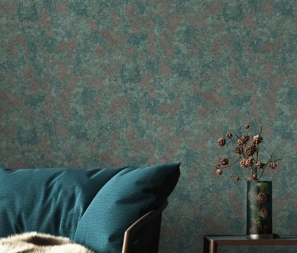 Vera Bloom Teal Green Plaster Texture Wallpaper wallpaper