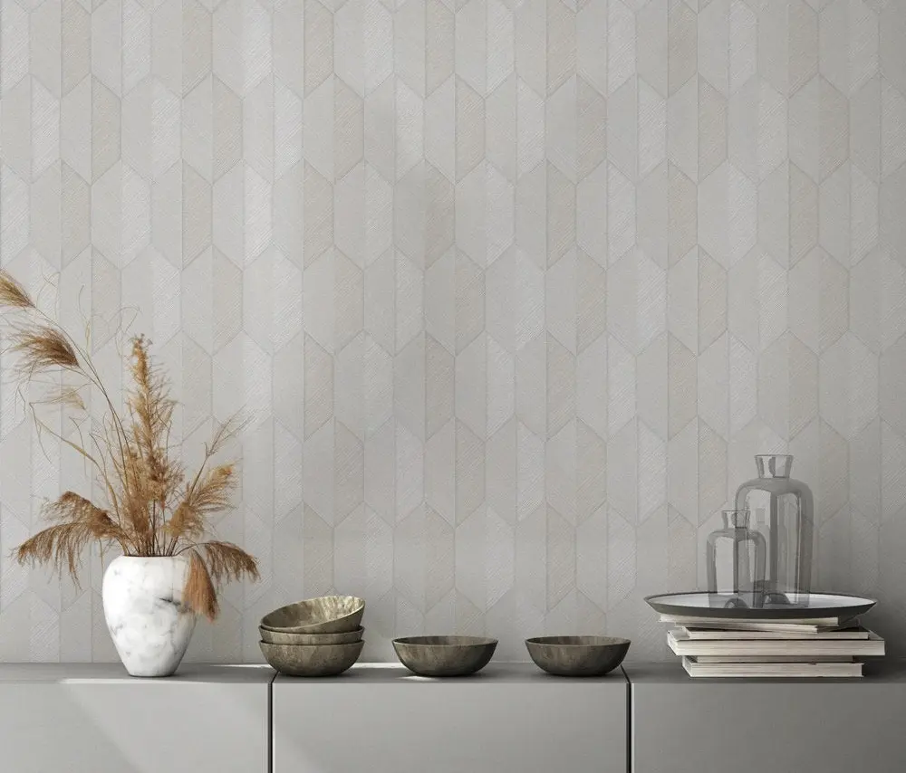 Vera Bloom Ash Textured Weave Wallpaper wallpaper