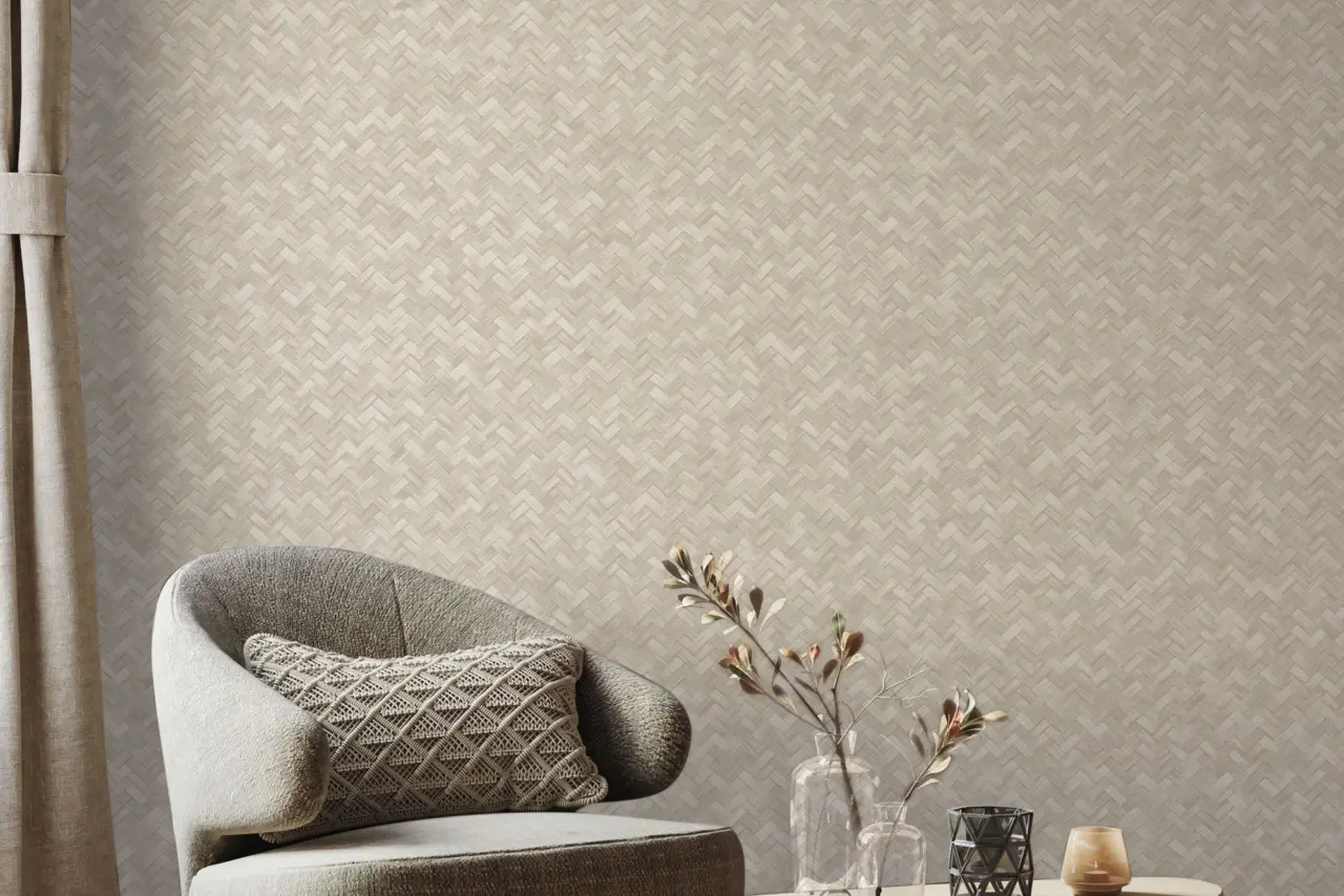 Vera Bloom Oatmeal Textured Weave Wallpaper II wallpaper