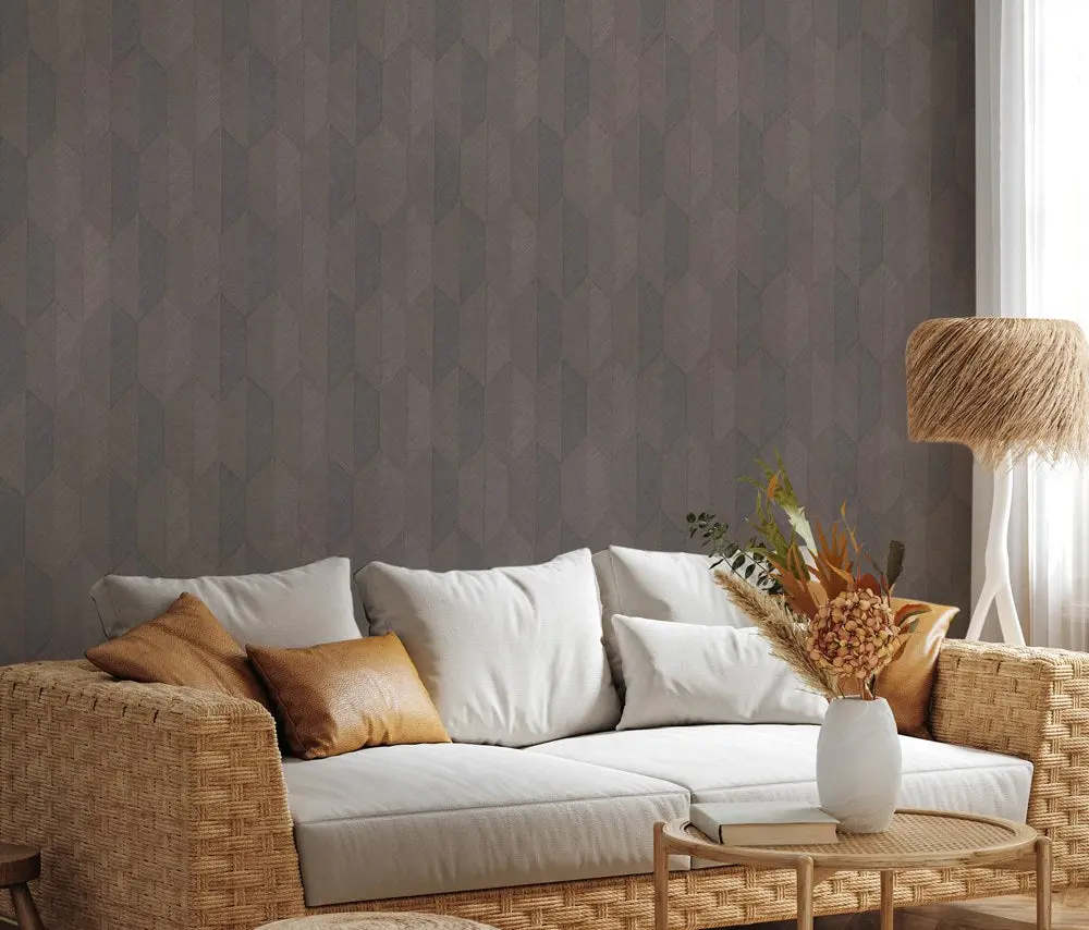 Vera Bloom Slate Textured Weave Wallpaper wallpaper