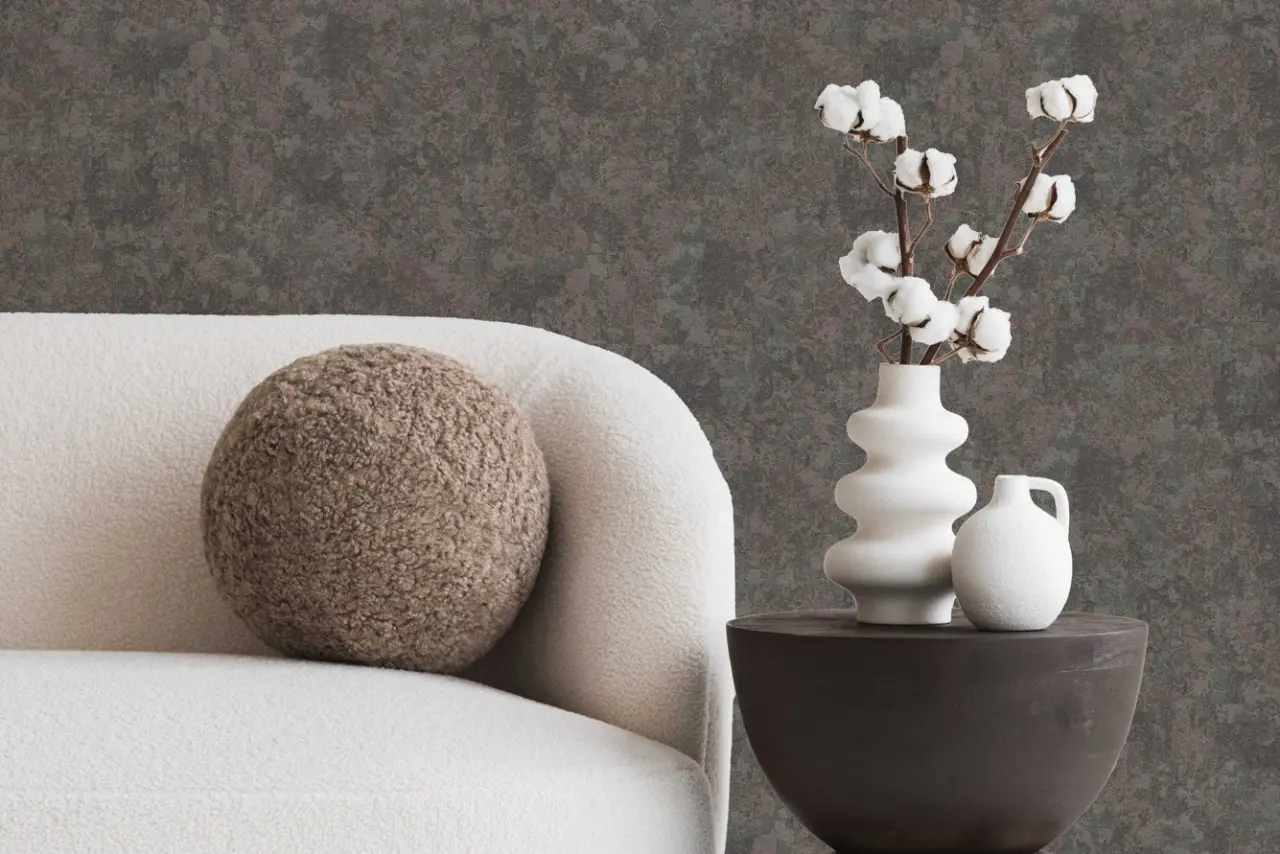 Vera Bloom Slate Textured Weave Wallpaper II wallpaper