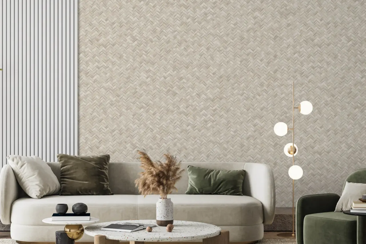 Vera Bloom Stone Grey Textured Weave Wallpaper II wallpaper