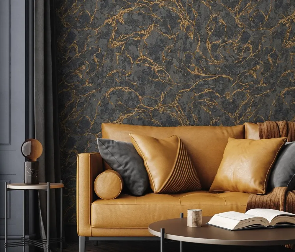 Vera Bloom Pewter Marble Effect Wallpaper wallpaper