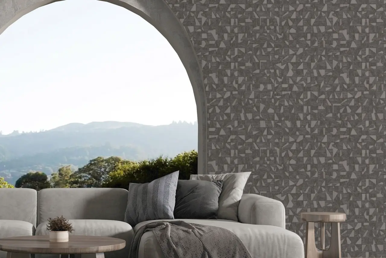 Vera Bloom Mist Grey Geometric Pattern Wallpaper wallpaper
