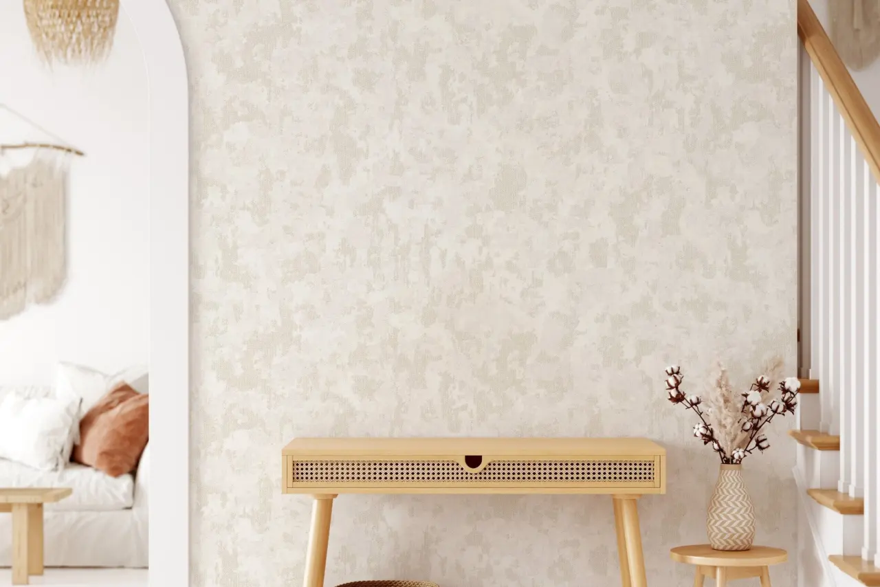 Vera Bloom Biscuit Textured Weave Wallpaper wallpaper
