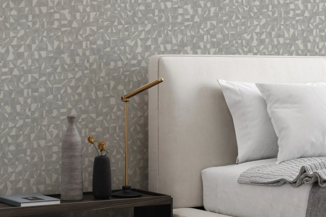 Vera Bloom Warm Grey Geometric Pattern Wallpaper II wallpaper