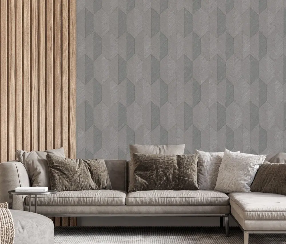 Vera Bloom Smoke Textured Weave Wallpaper wallpaper