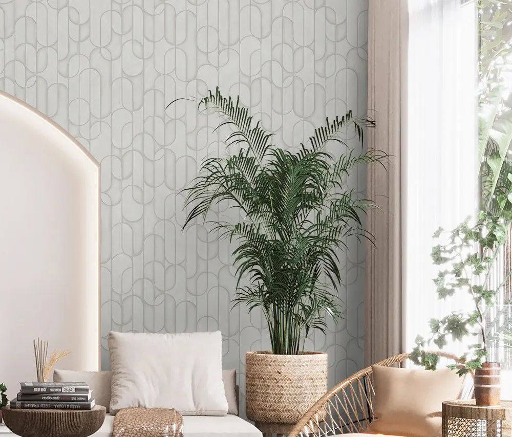 Vera Bloom Dove Grey Geometric Pattern Wallpaper III wallpaper