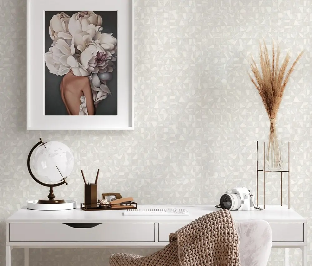 Vera Bloom Oatmeal Geometric Pattern Wallpaper wallpaper