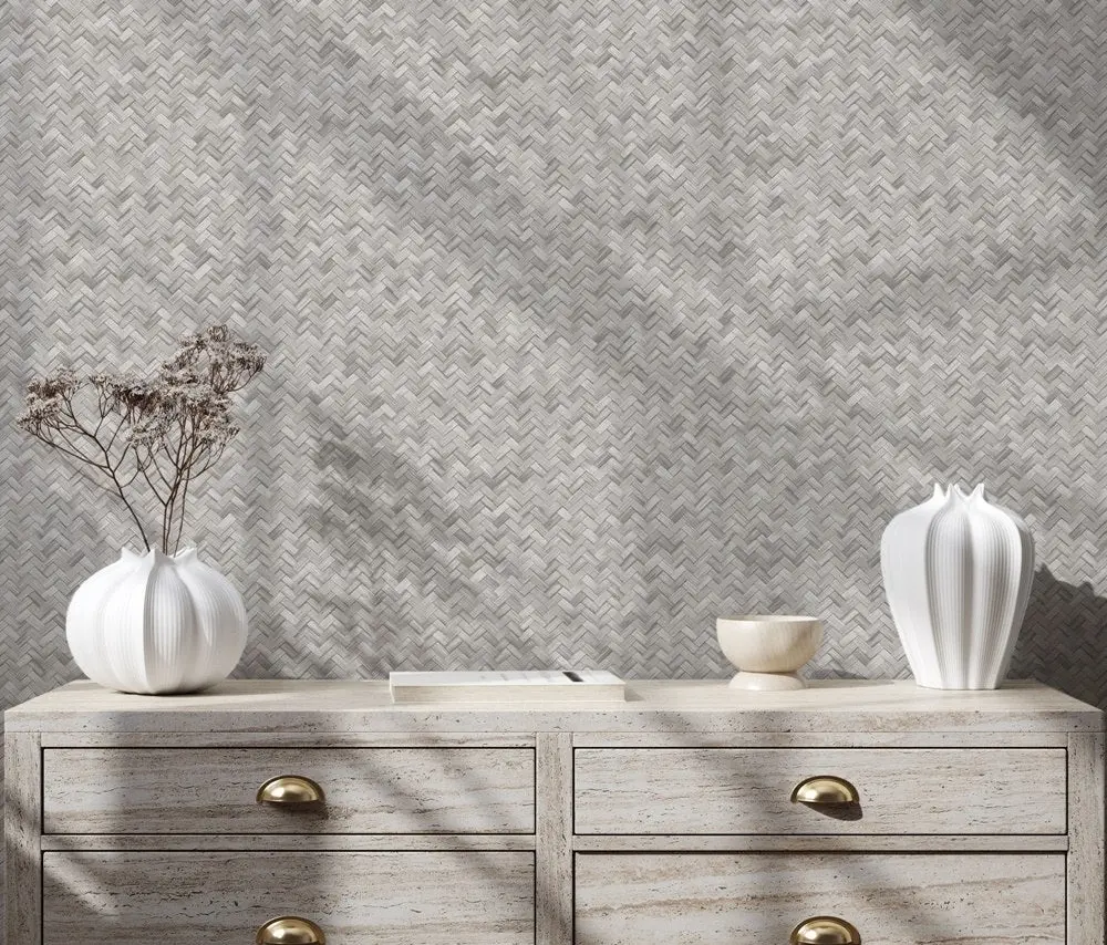 Vera Bloom Warm Grey Textured Weave Wallpaper III wallpaper