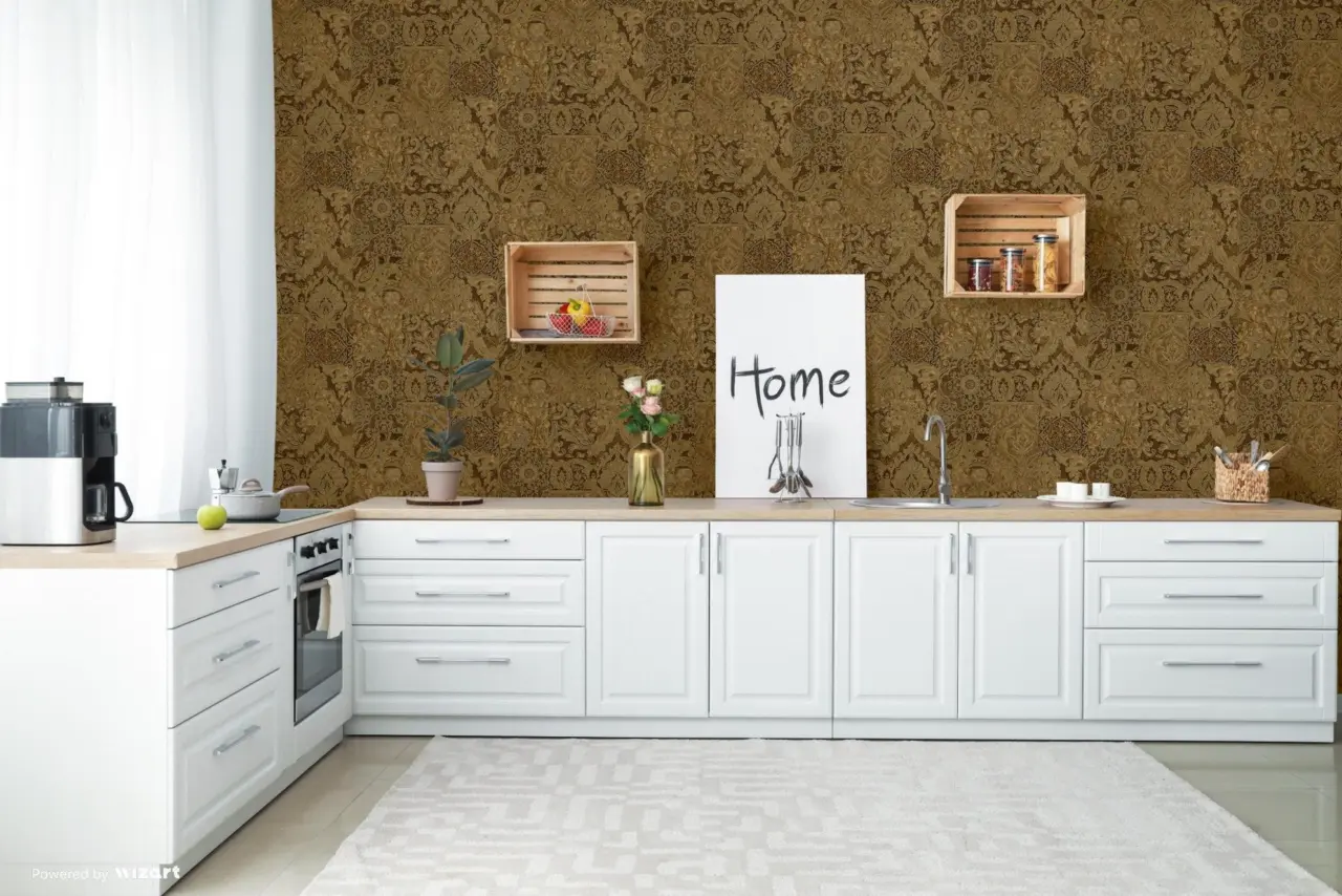 Tropical Maison Cocoa Ornamental Damask Wallpaper wallpaper