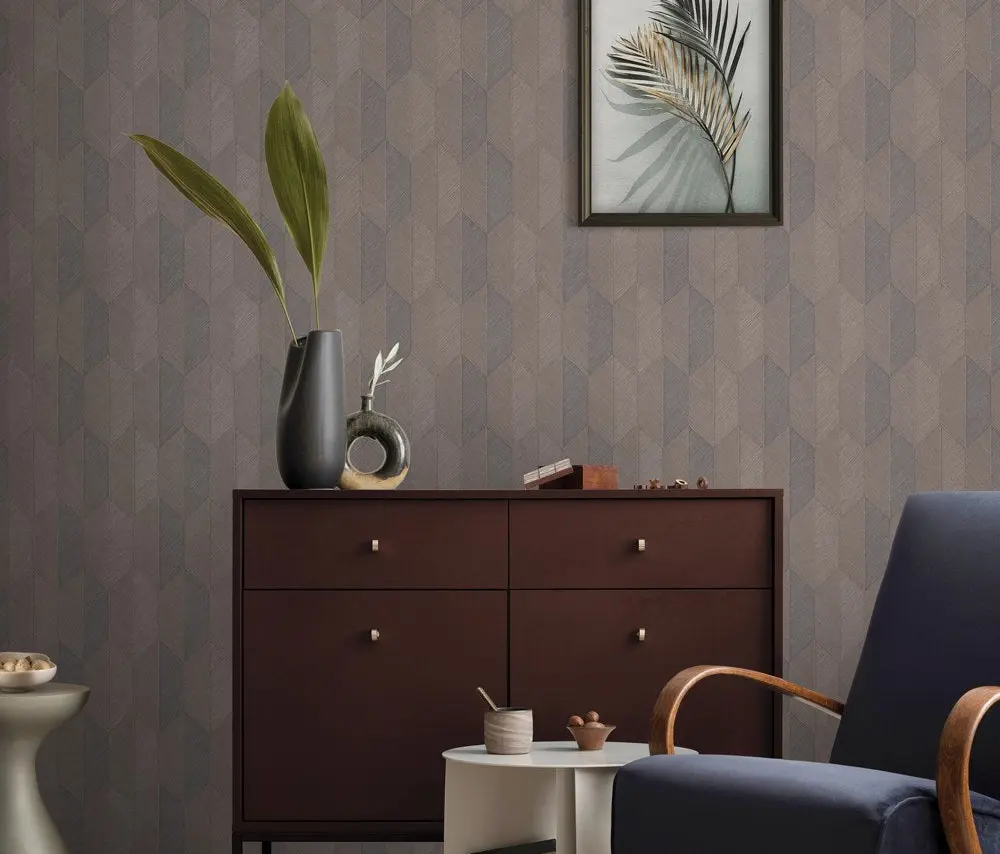 Vera Bloom Slate Textured Weave Wallpaper wallpaper