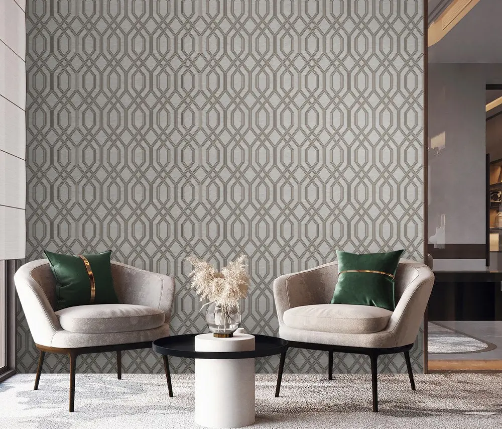 Vera Bloom Warm Grey Geometric Pattern Wallpaper wallpaper