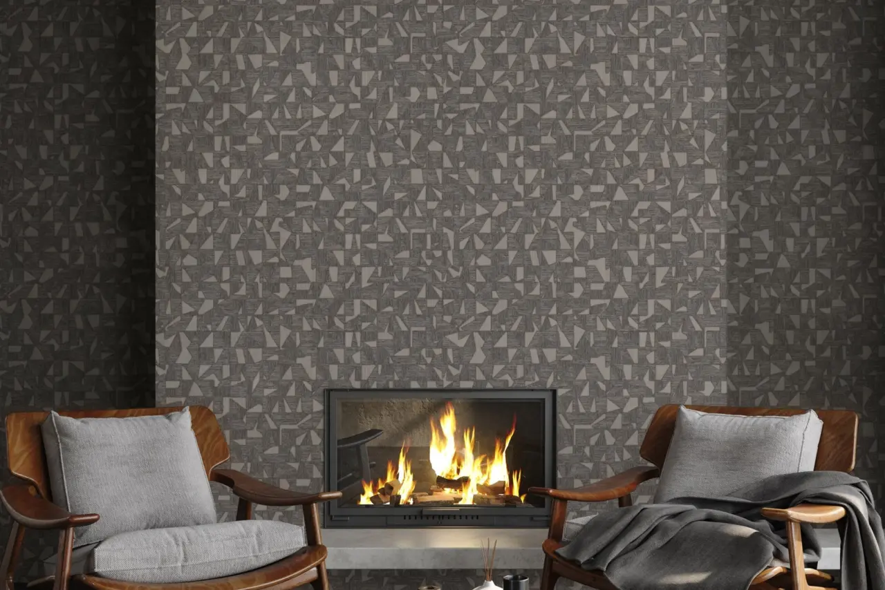 Vera Bloom Mist Grey Geometric Pattern Wallpaper wallpaper