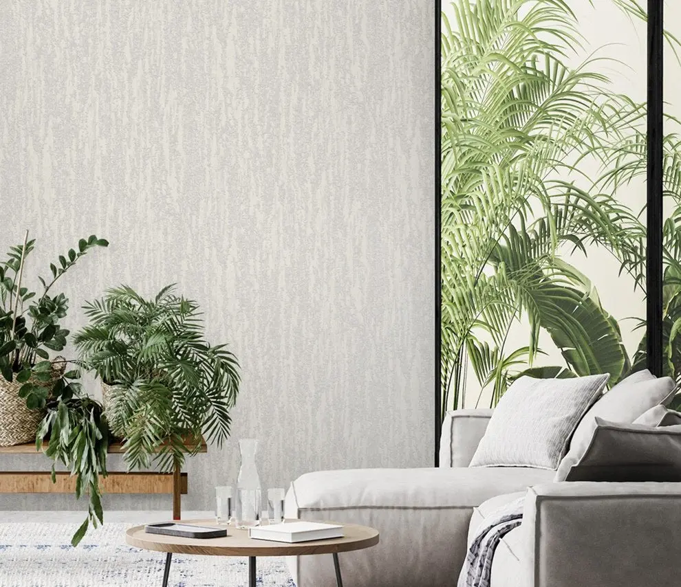 Vera Bloom Ash Textured Weave Wallpaper II wallpaper