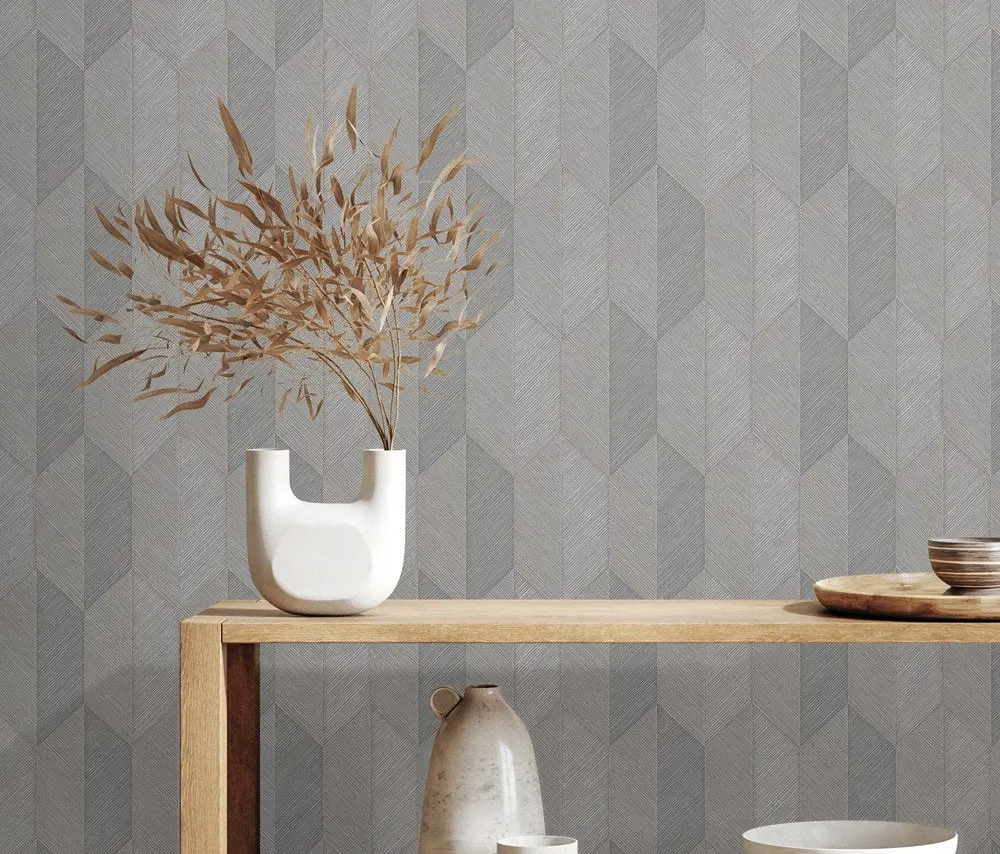 Vera Bloom Smoke Textured Weave Wallpaper wallpaper