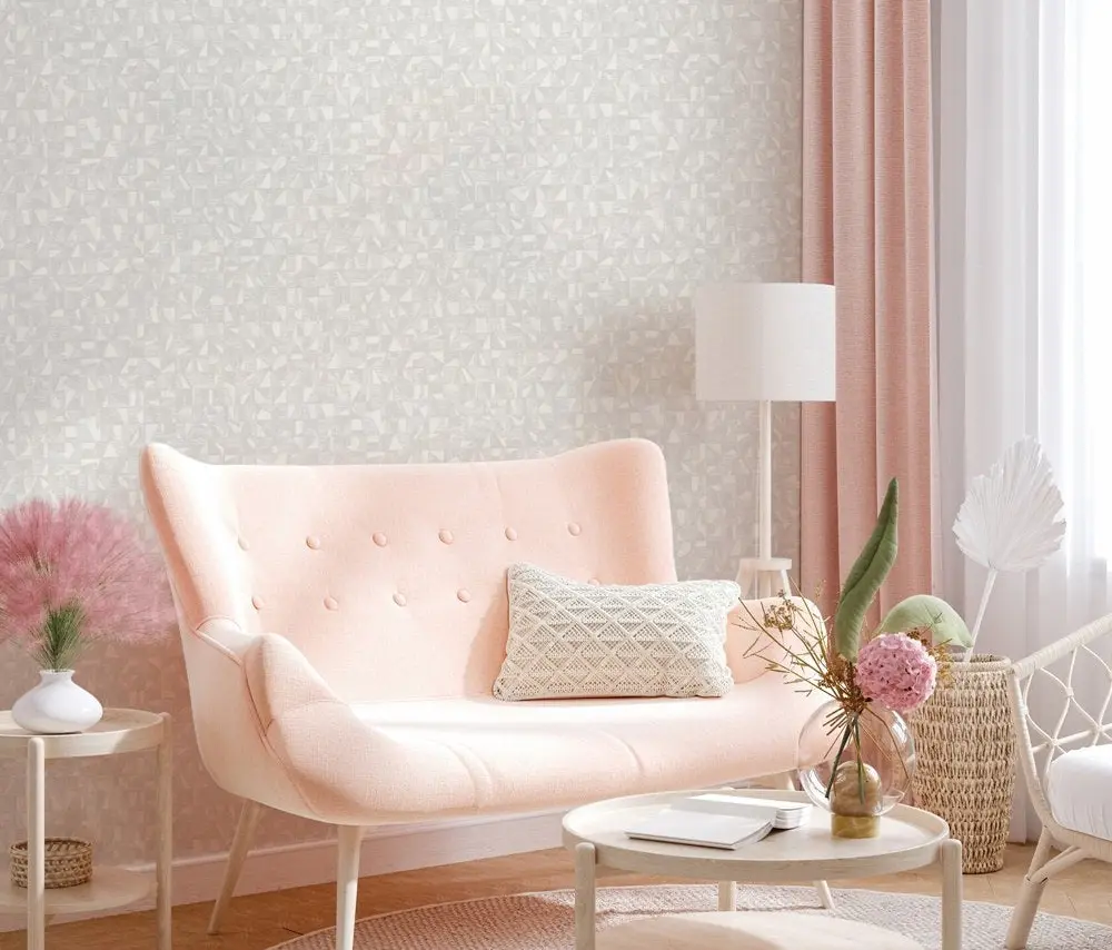 Vera Bloom Oatmeal Geometric Pattern Wallpaper wallpaper