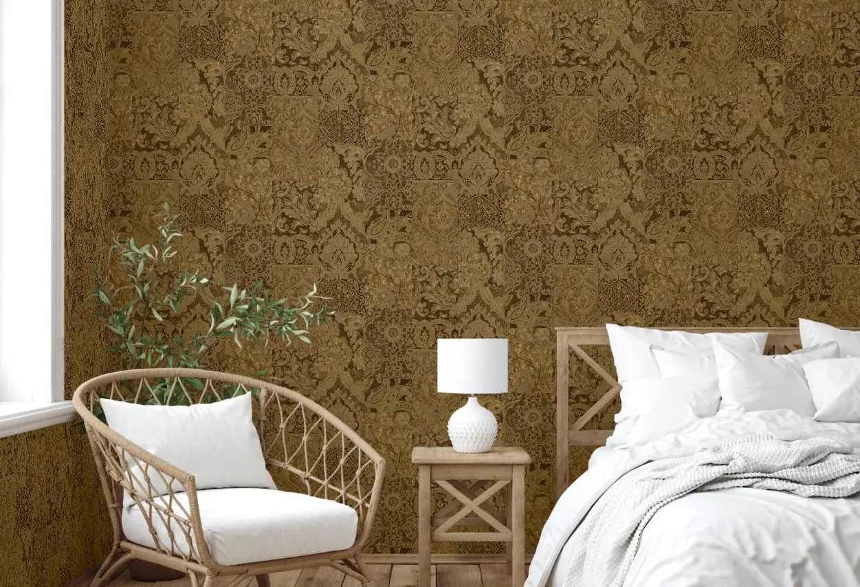Tropical Maison Cocoa Ornamental Damask Wallpaper wallpaper