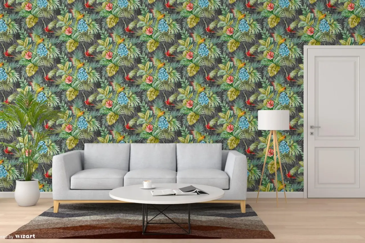Tropical Maison Midnight Parrot Jungle Wallpaper wallpaper