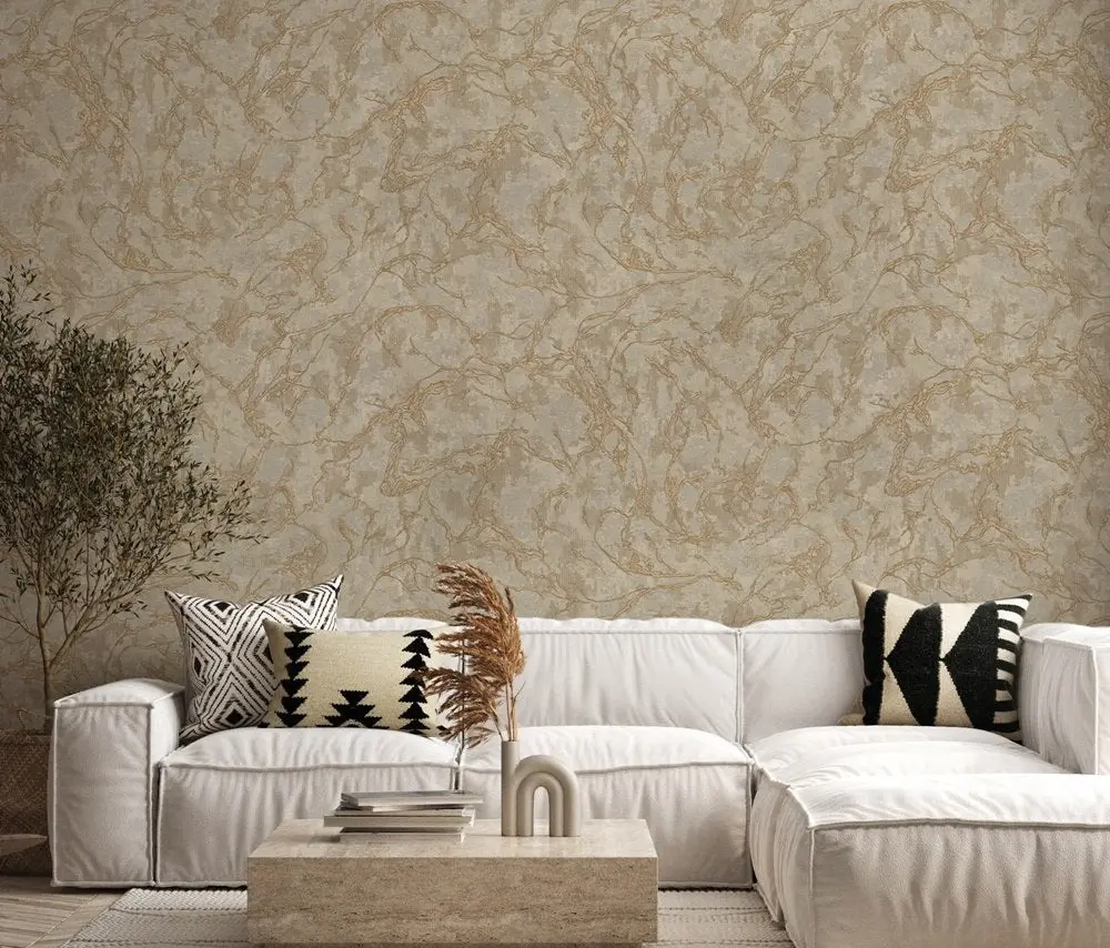 Vera Bloom Truffle Marble Effect Wallpaper wallpaper