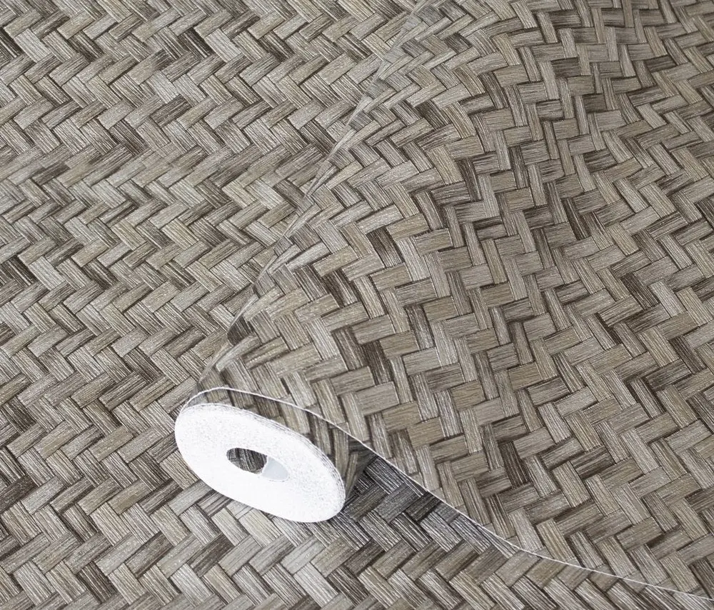 Vera Bloom Taupe Textured Weave Wallpaper wallpaper