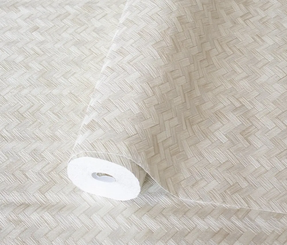 Vera Bloom Oatmeal Textured Weave Wallpaper II wallpaper