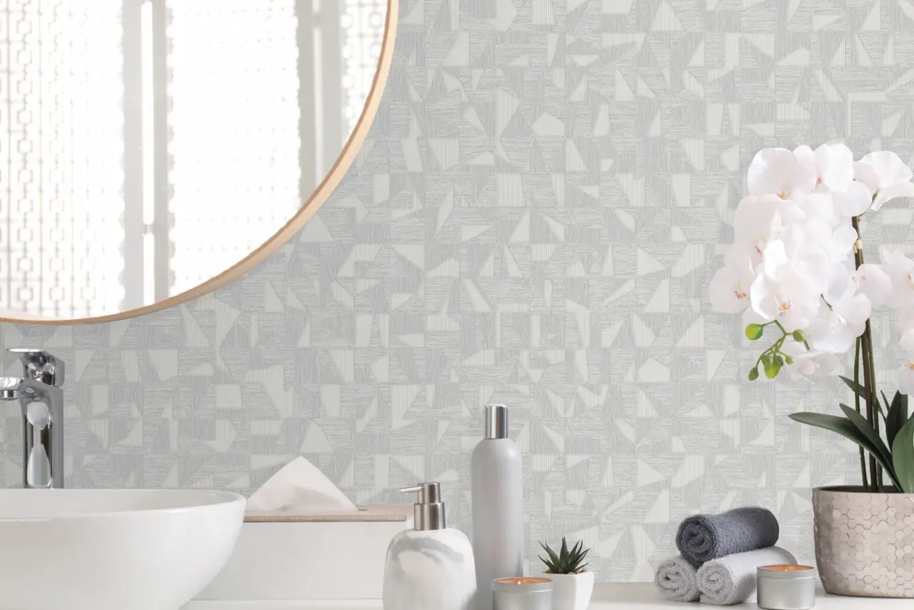 Vera Bloom Dove Grey Geometric Pattern Wallpaper II wallpaper