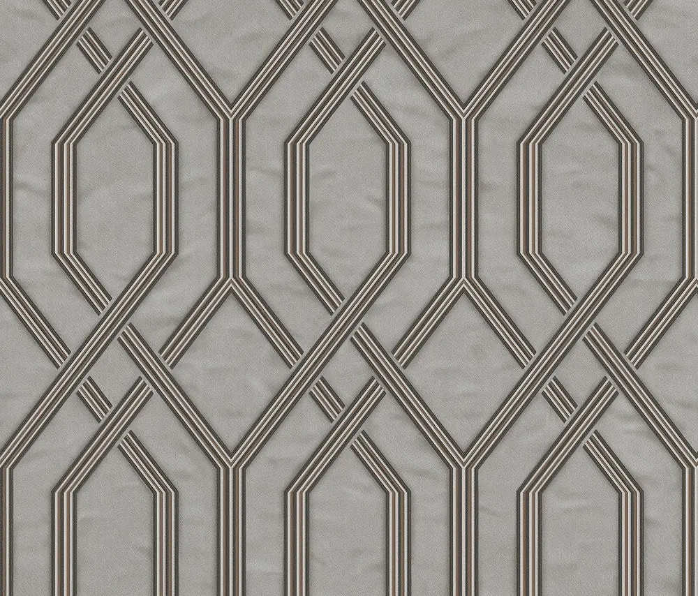 Vera Bloom Warm Grey Geometric Pattern Wallpaper wallpaper