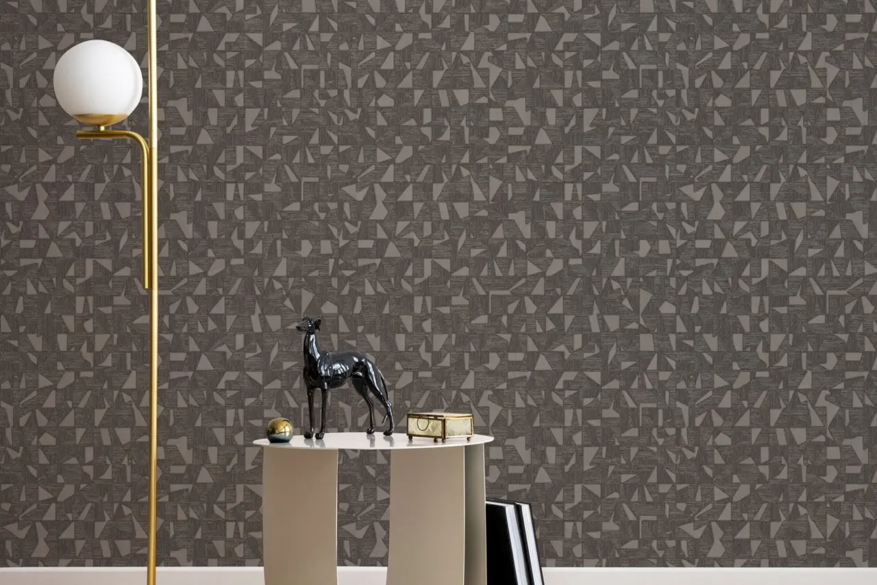 Vera Bloom Mist Grey Geometric Pattern Wallpaper wallpaper