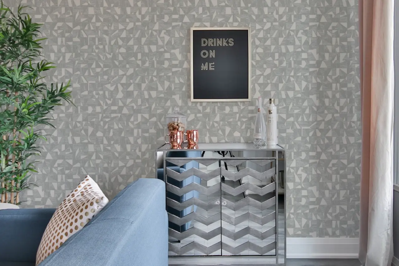 Vera Bloom Warm Grey Geometric Pattern Wallpaper II wallpaper