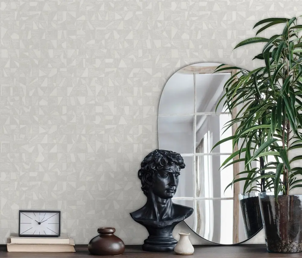 Vera Bloom Oatmeal Geometric Pattern Wallpaper wallpaper