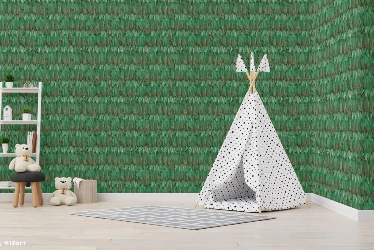 Tropical Maison Slate Feather Effect Wallpaper wallpaper