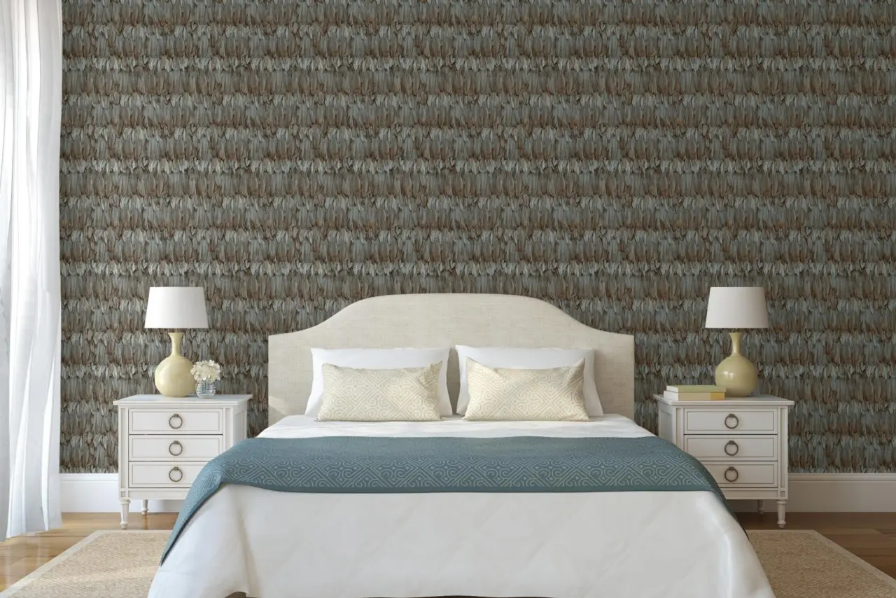 Tropical Maison Grey Feather Effect Wallpaper wallpaper