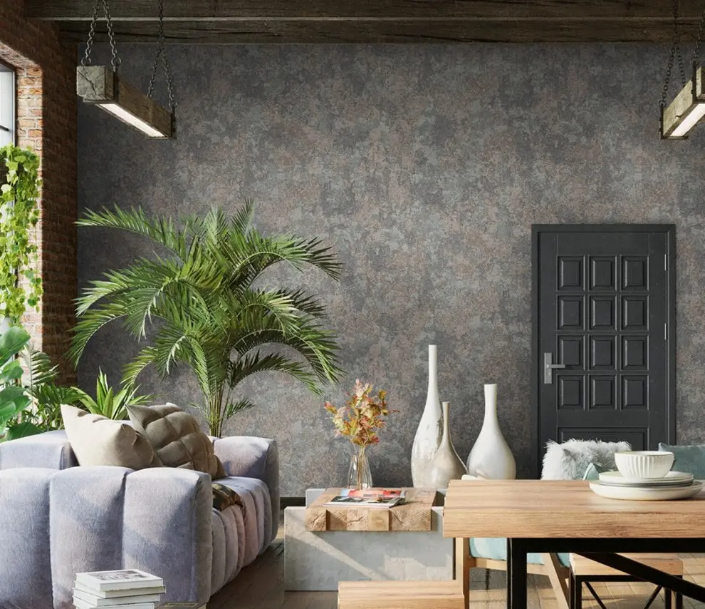 Vera Bloom Slate Textured Weave Wallpaper II wallpaper