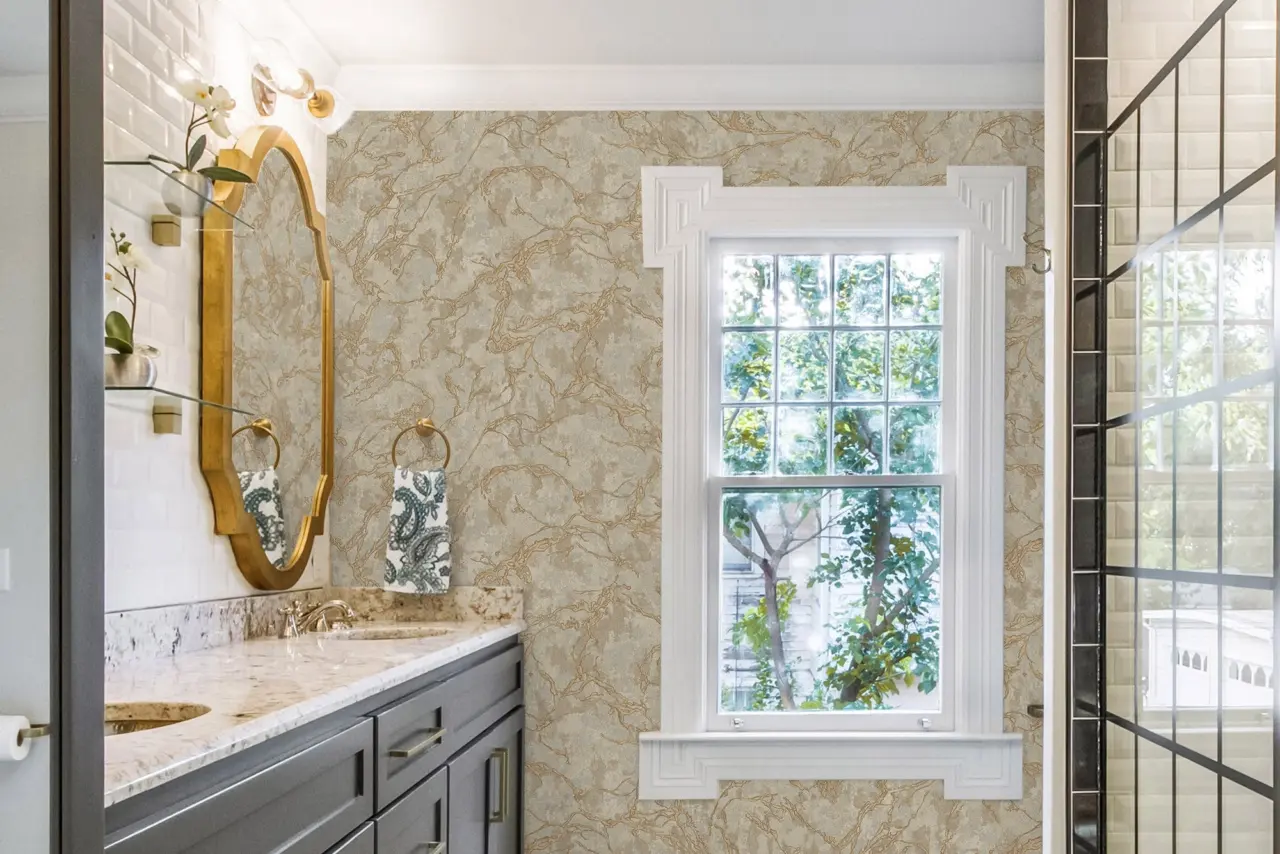 Vera Bloom Truffle Marble Effect Wallpaper wallpaper