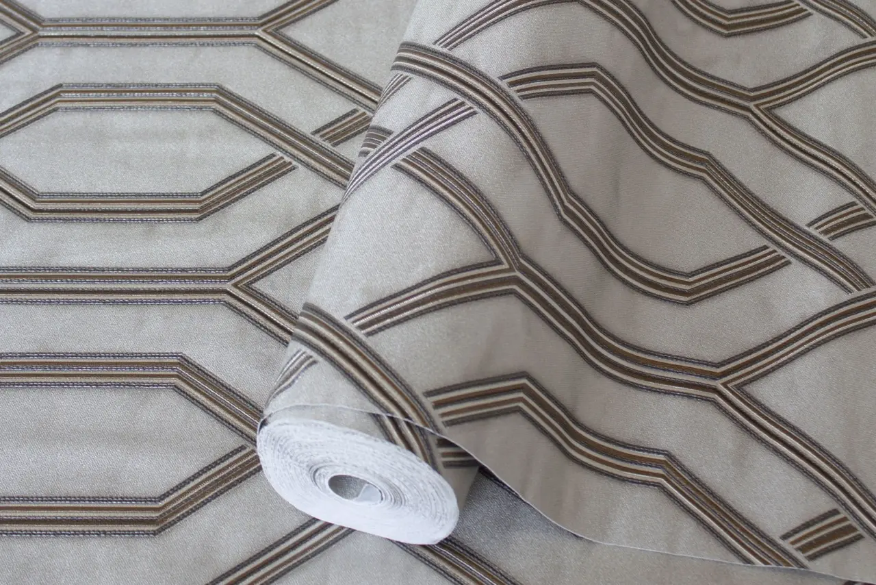 Vera Bloom Warm Grey Geometric Pattern Wallpaper wallpaper