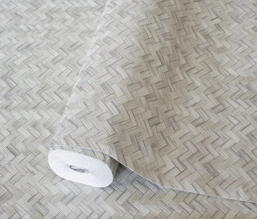 Vera Bloom Warm Grey Textured Weave Wallpaper III wallpaper