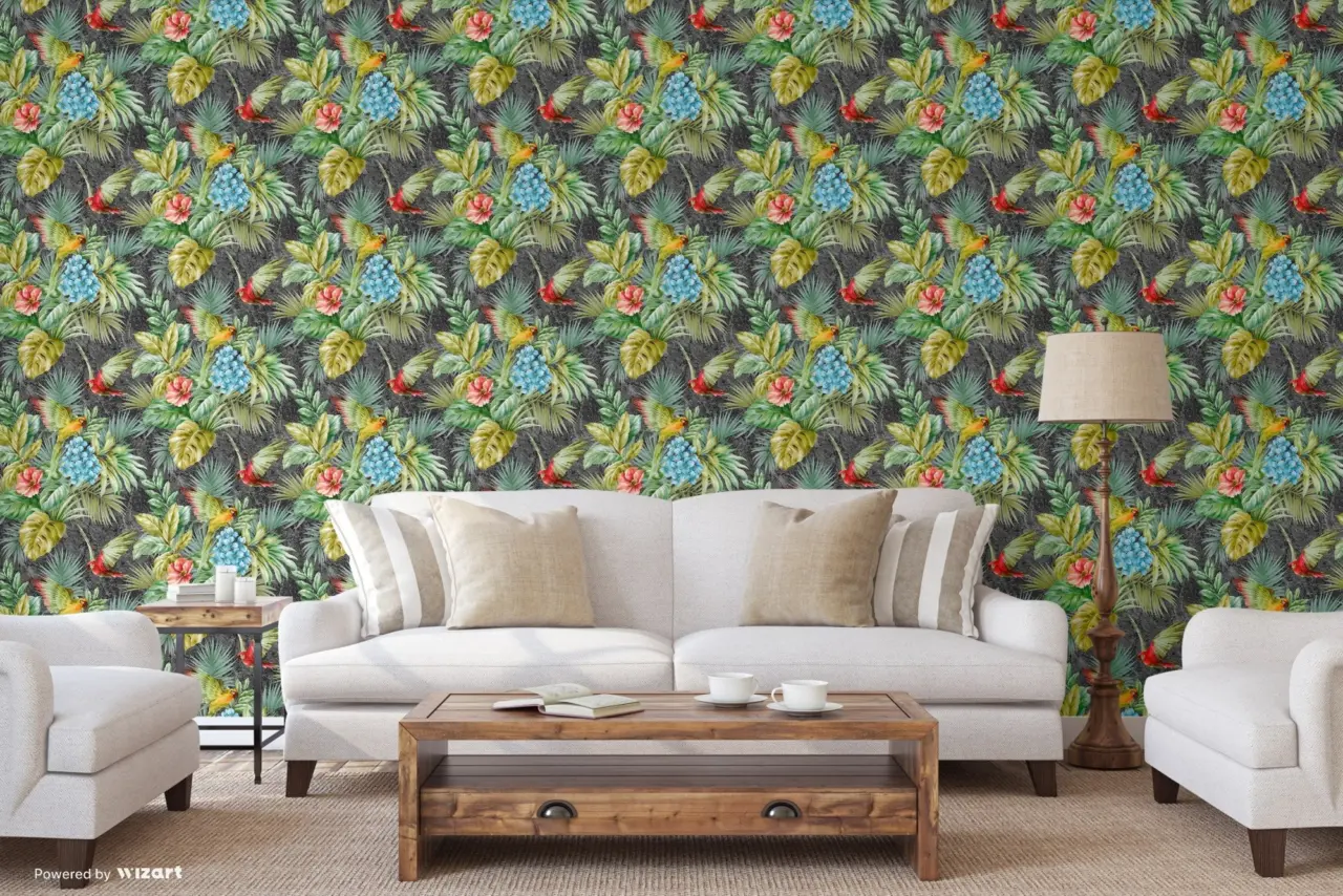 Tropical Maison Midnight Parrot Jungle Wallpaper wallpaper