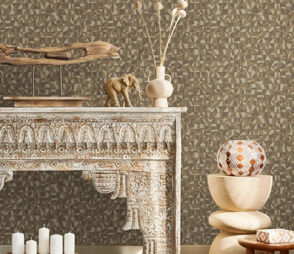 Vera Bloom Fawn Geometric Pattern Wallpaper wallpaper