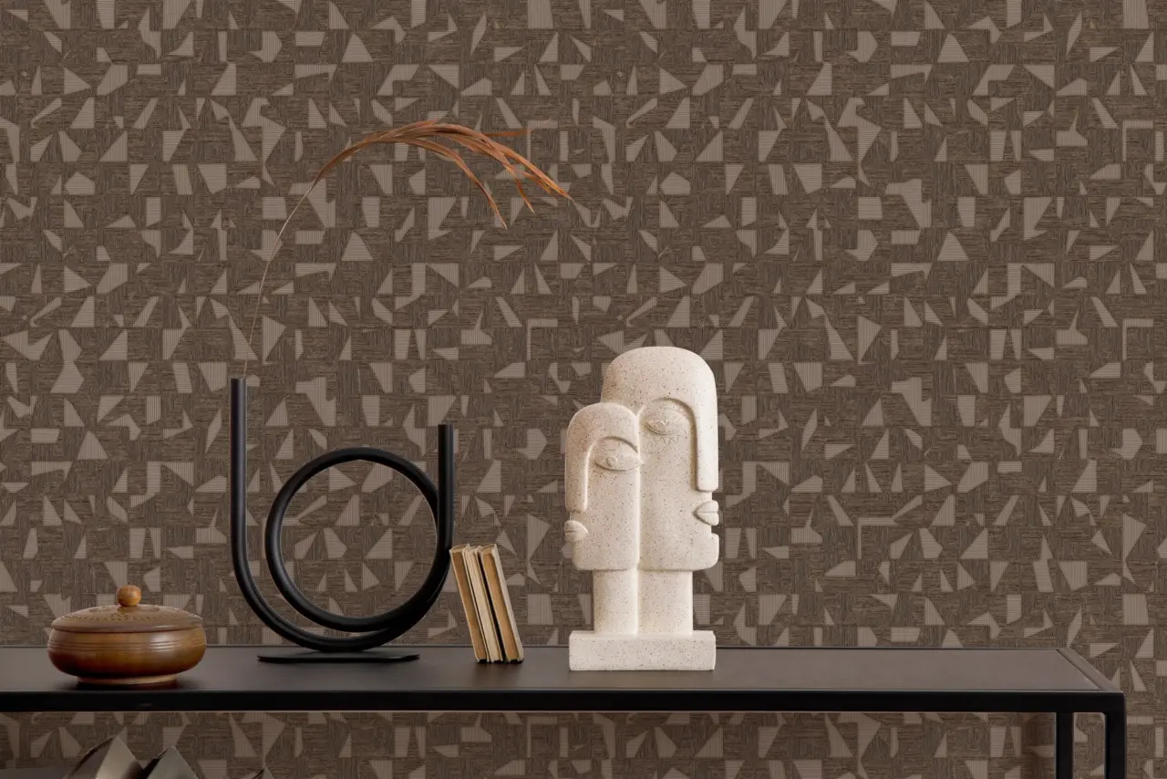 Vera Bloom Taupe Geometric Pattern Wallpaper wallpaper