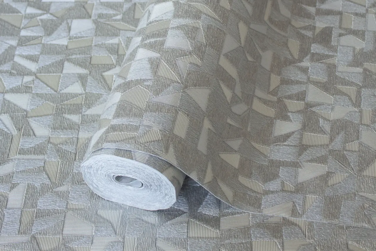 Vera Bloom Warm Grey Geometric Pattern Wallpaper II wallpaper