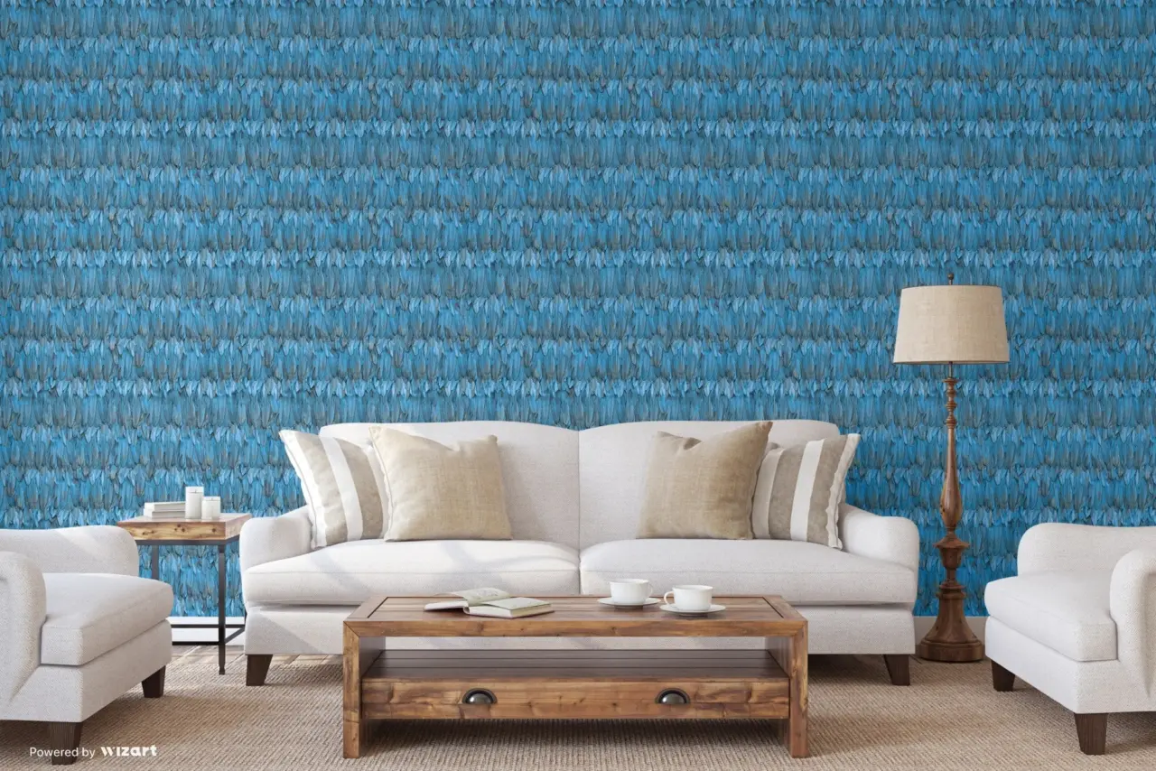 Tropical Maison Deep Blue Feather Effect Wallpaper wallpaper