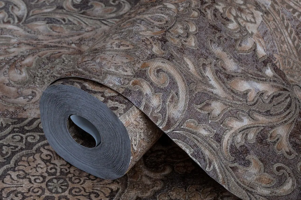 Tropical Maison Cocoa Ornamental Damask Wallpaper wallpaper