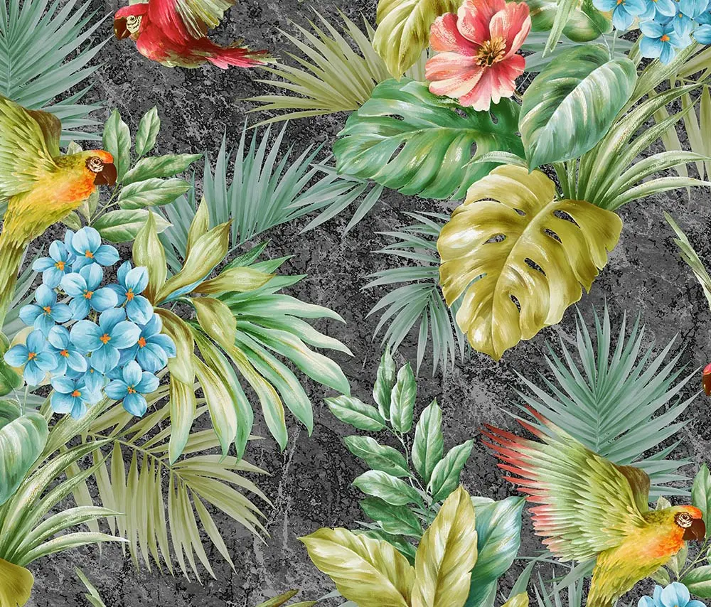 Tropical Maison Midnight Parrot Jungle Wallpaper wallpaper