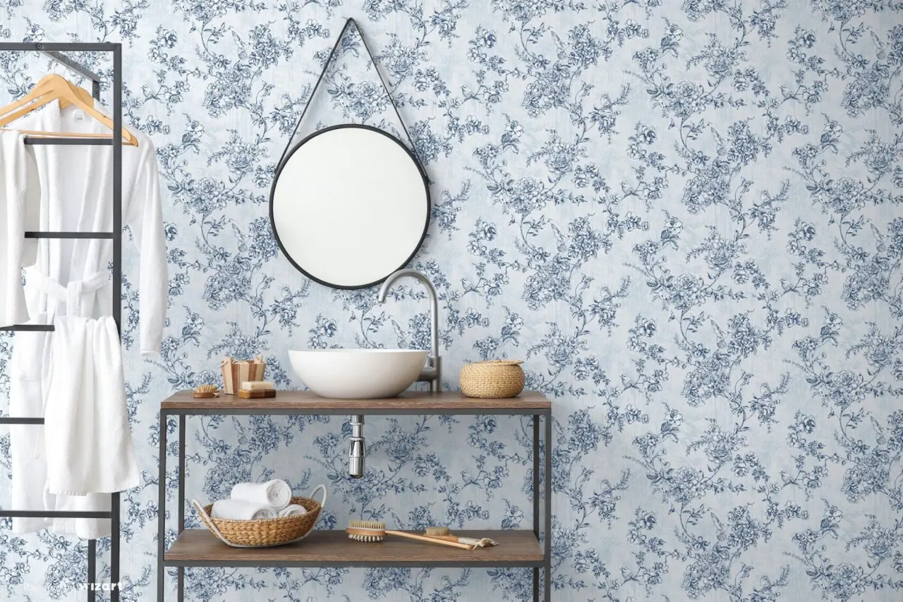 Tropical Maison Indigo Chinoiserie Vine Wallpaper wallpaper